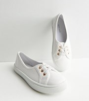 New Look White Canvas Lace Up Trainers